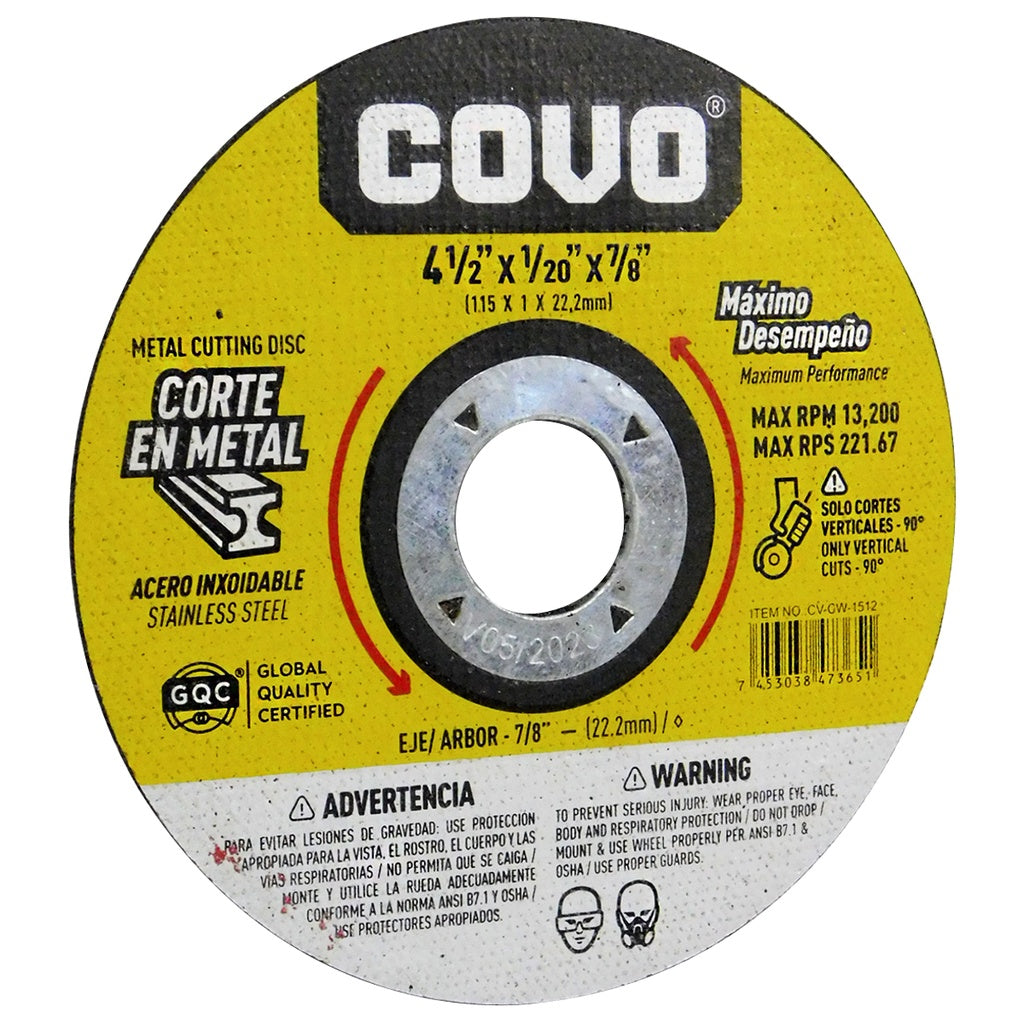 Disco Corte Metal Fino 4.1/2 Pulgadas Plano