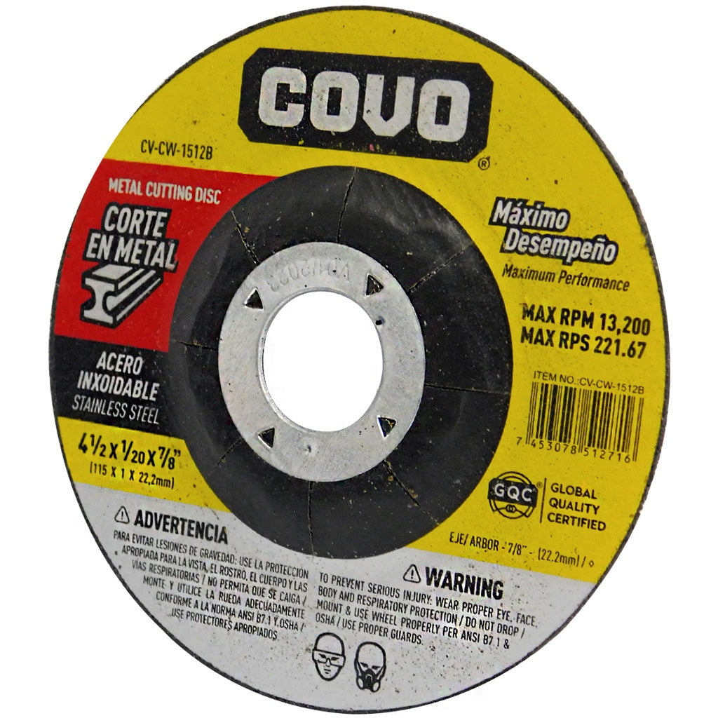 Disco Corte Metal 4.1/2 Pulgadas Conico