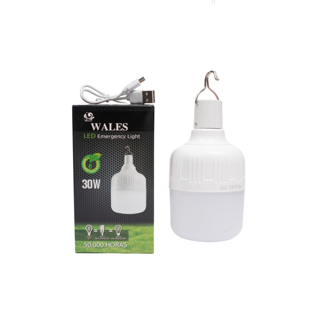 Bombillo de Emergencia Recargable USB 30W Wales - Emergencia y Portabilidad