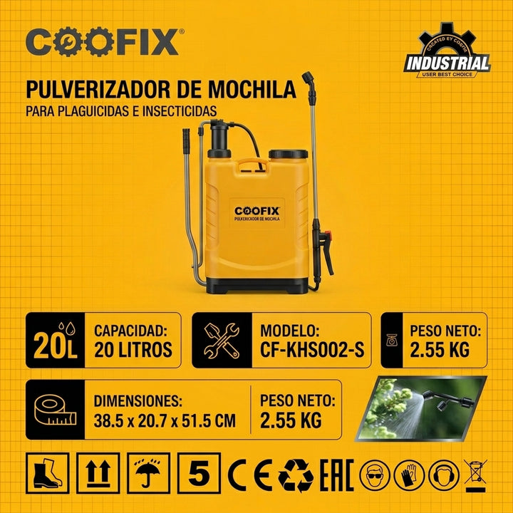 Fumigadora Aspersora de Mochila Coofix 20 Litros (CF-KHS002-S)