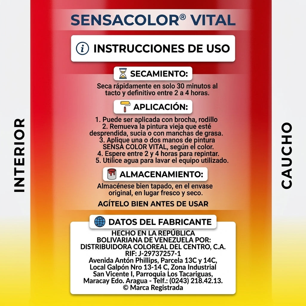 Pintura de Caucho Sensacolor Vital Clase C (Interior) – 1 Galón (3.785 L)