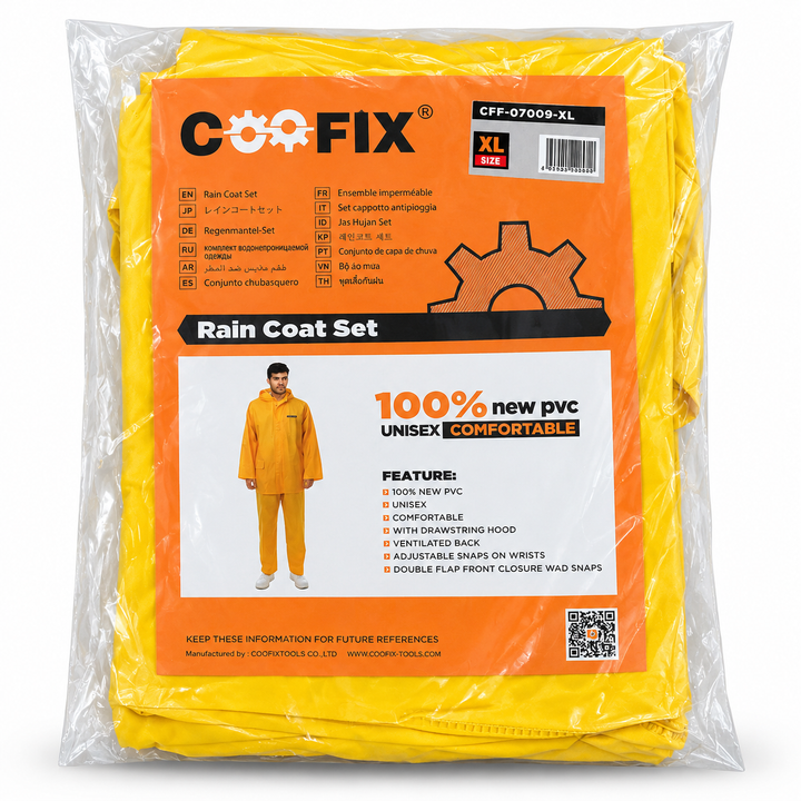 Conjunto Impermeable de Lluvia Coofix 100% PVC Amarillo (Talla XL)