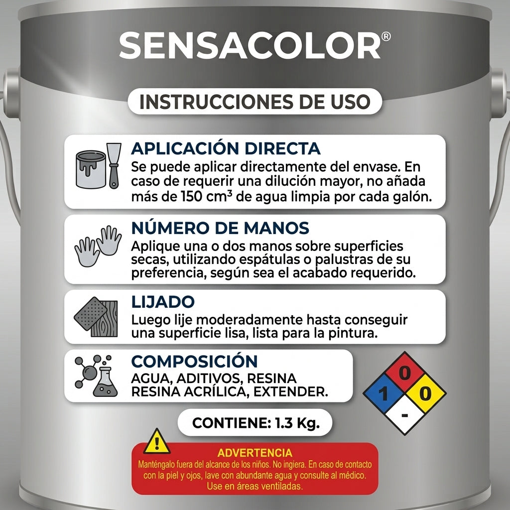 Pasta Profesional Sensacolor (Interior / Exterior) – 1/4 Galón (1,3 Kg)