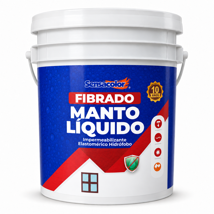 Manto Líquido Fibrado Impermeabilizante Elastomérico Sensacolor Cuñete (10 Años - 4 Galones)