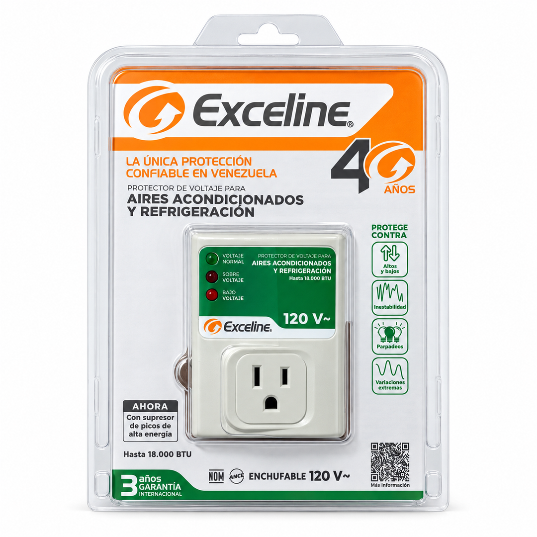 Protector de Voltaje Exceline GSM-RE120A 120V para Aires Acondicionados y Refrigeración (Hasta 18.000 BTU / 20 A)