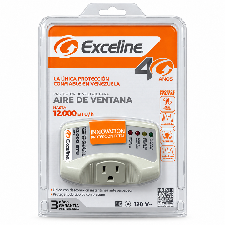 Protector de Voltaje Exceline GSM-AVI2 120V para Aire de Ventana (Hasta 12.000 BTU/h)