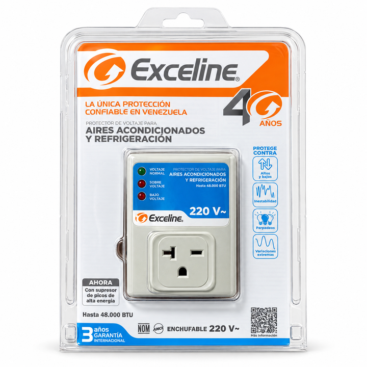 Protector de Voltaje Exceline GSM-RE220M 220V para Aires Acondicionados y Refrigeración (Hasta 48.000 BTU / 20 A)