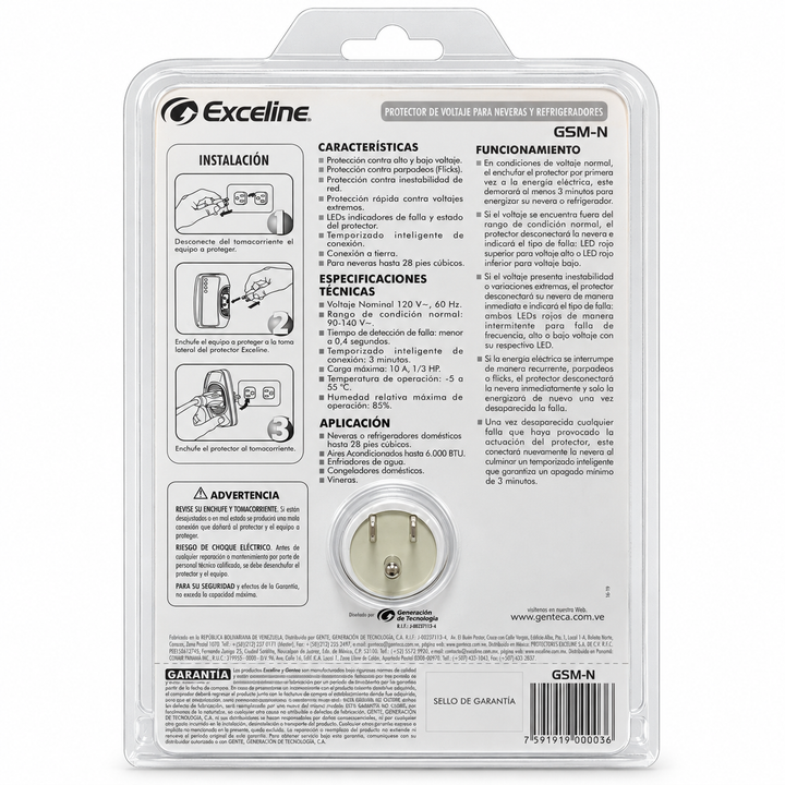Protector de Voltaje Exceline GSM-N 120V para Neveras y Refrigeradores