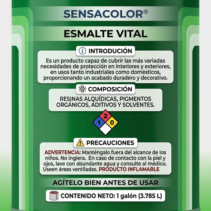 Pintura Esmalte Sensacolor Vital (Interior / Exterior) – 1 Galón (3,785 L)