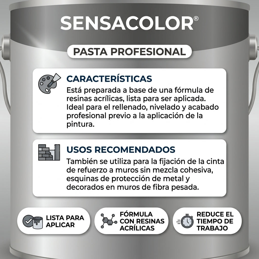 Pasta Profesional Sensacolor (Interior / Exterior) – 1/4 Galón (1,3 Kg)