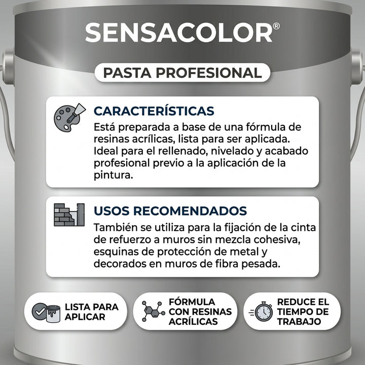 Pasta Profesional Sensacolor (Interior / Exterior) – 1/4 Galón (1,3 Kg)