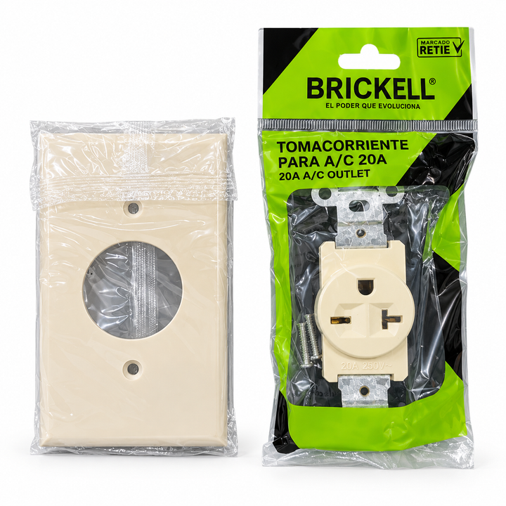 Tomacorriente para Aire Acondicionado 20A 250V Brickell con Placa