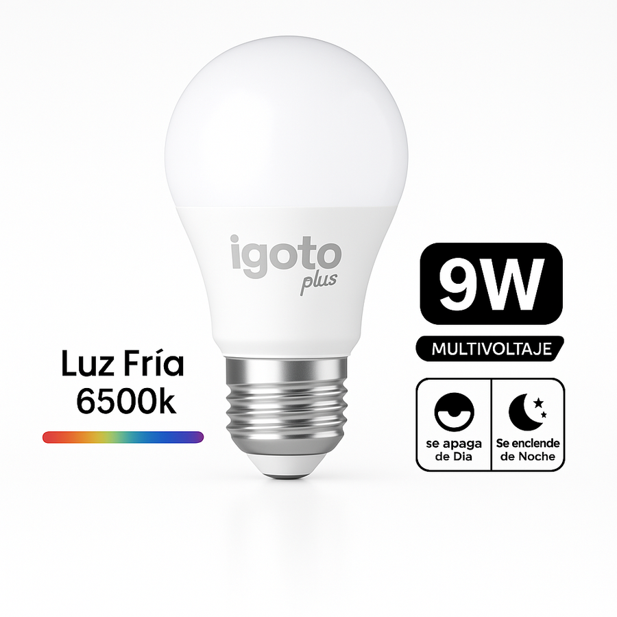 bombillo multivoltaje con sensor de luz 9w igoto-ferreunica