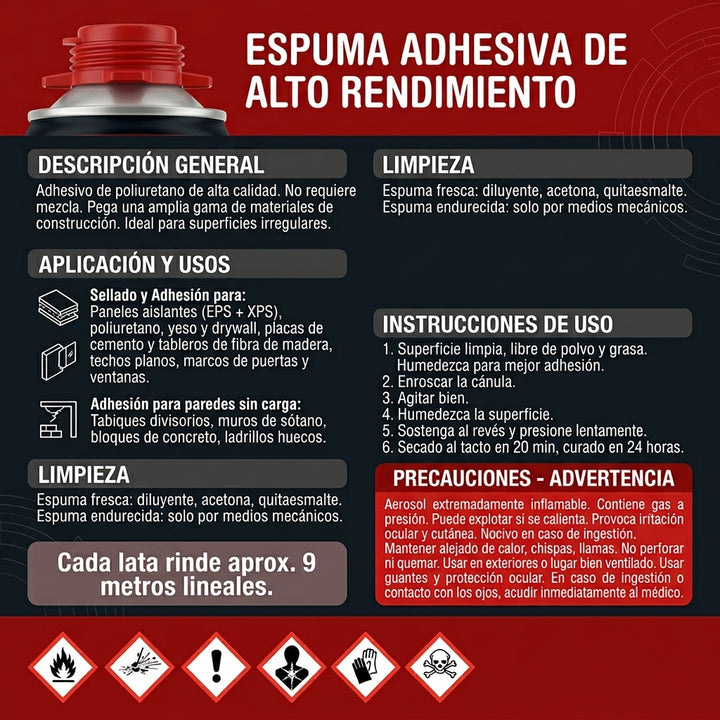 Espuma Adhesiva ZASC PU Foam Multisuperficies 500 ml (400 g)