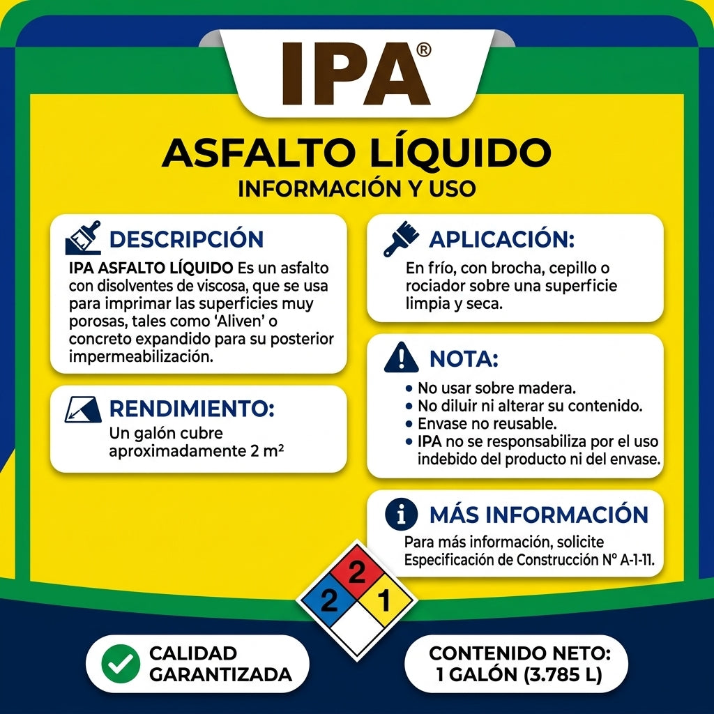 IPA Asfalto Líquido (Impermeabilización) – 1 Galón (3,78 L)