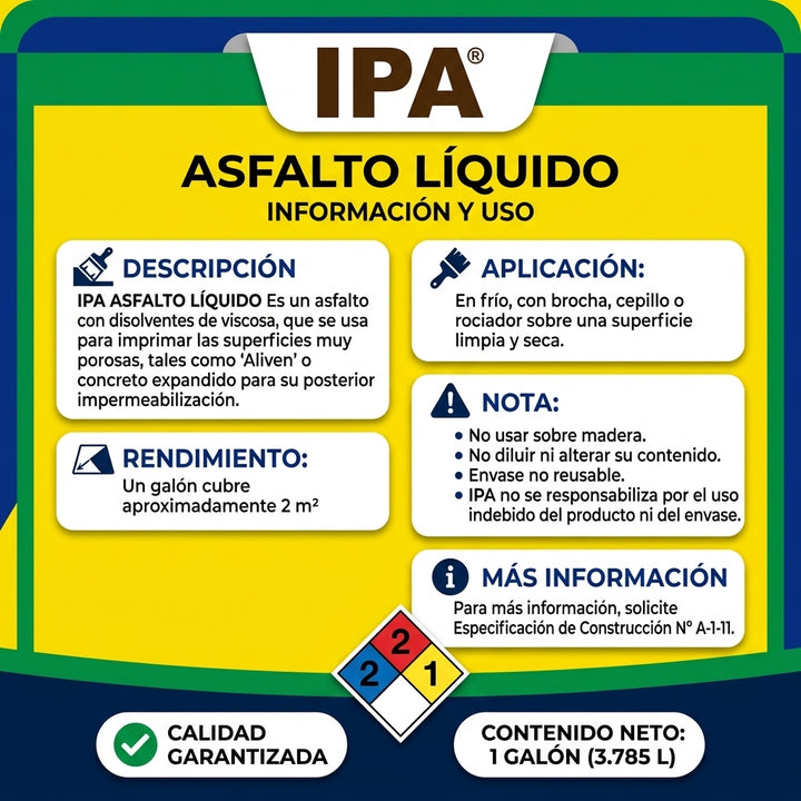 IPA Asfalto Líquido (Impermeabilización) – 1 Galón (3,78 L)