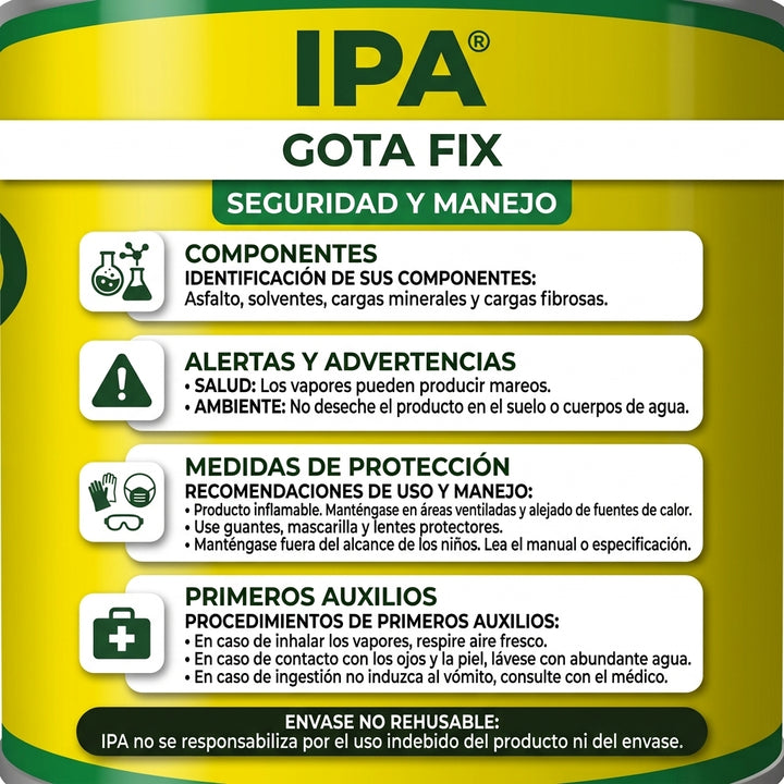 IPA Gota Fix Mastique Asfáltico (Reparación de Goteras y Grietas) – 1/4 Galón